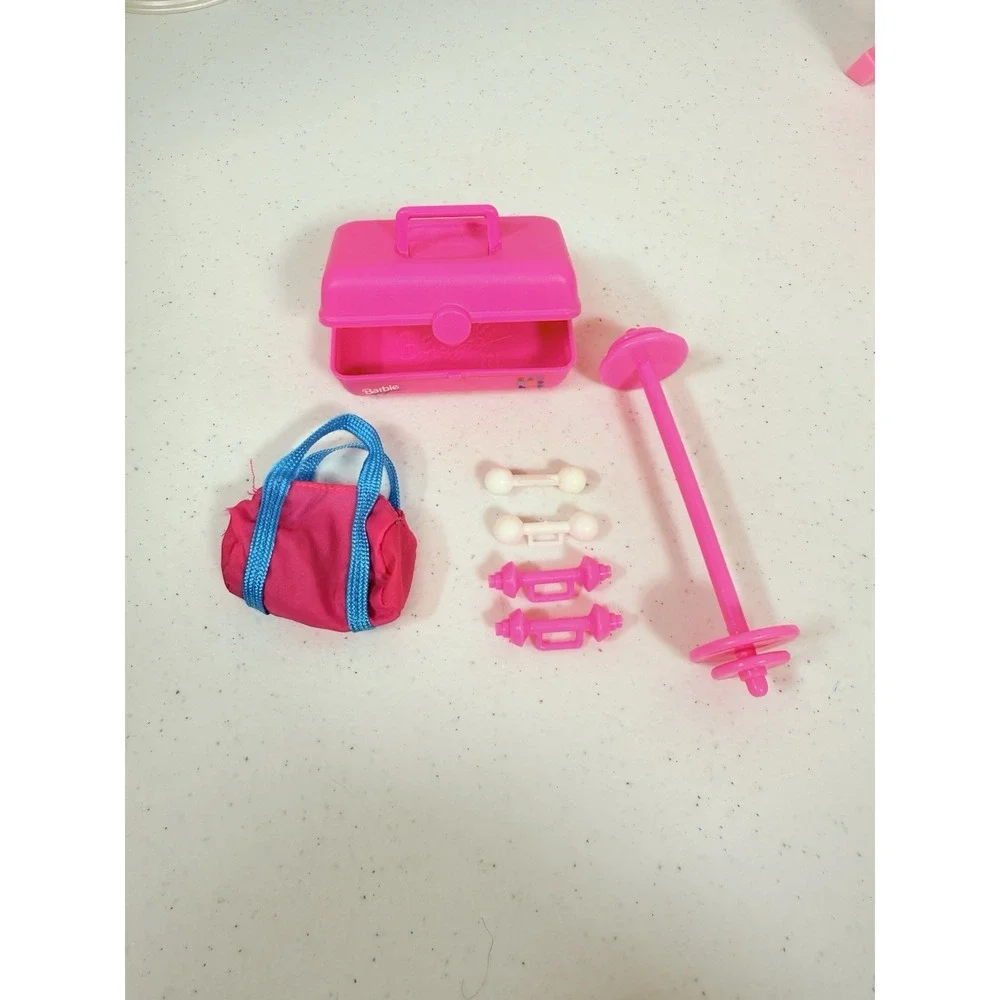 Vintage Barbie Doll Lot Great Shape Outfit Bike Weights Bag Accessories READ